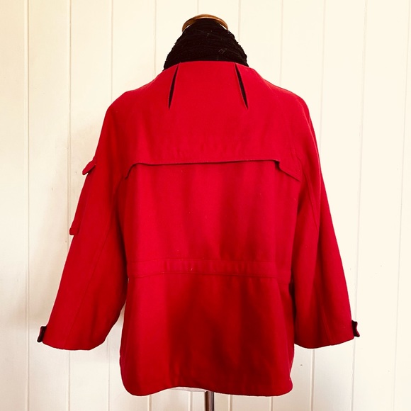 🌱 COUNTRY ROAD Sz L Red Wool Military Style Coat - Picture 3 of 12